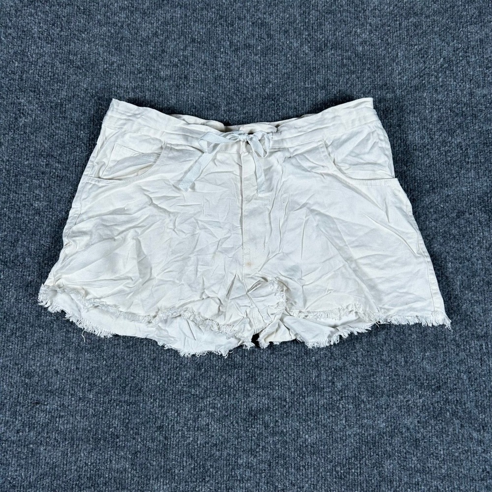 Mossimo Shorts Womens Size 9 White Cotton Raw Hem Casual Summer Drawstring
